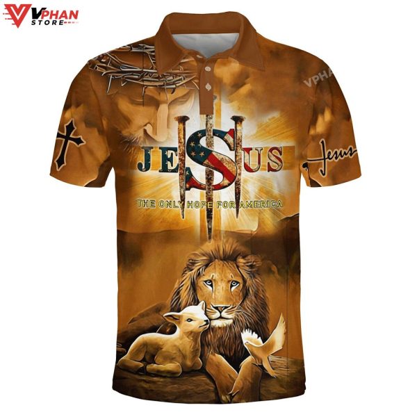 Jesus The Only Hope For America Lion Christian Polo Shirt & Shorts