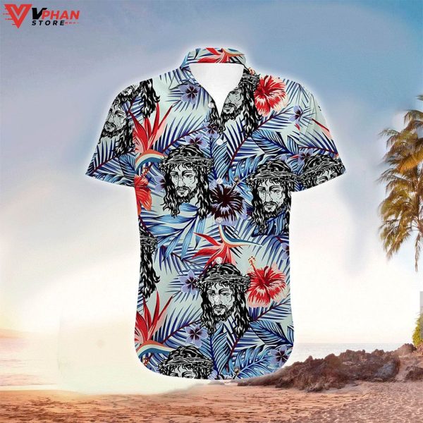 Jesus Tropical Outfit Christian Gift Ideas Hawaiian Summer Shirt