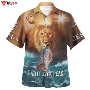 Jesus Walk On Water Faith Over Fear Tropical Outfit Hawaiian Shirt 1