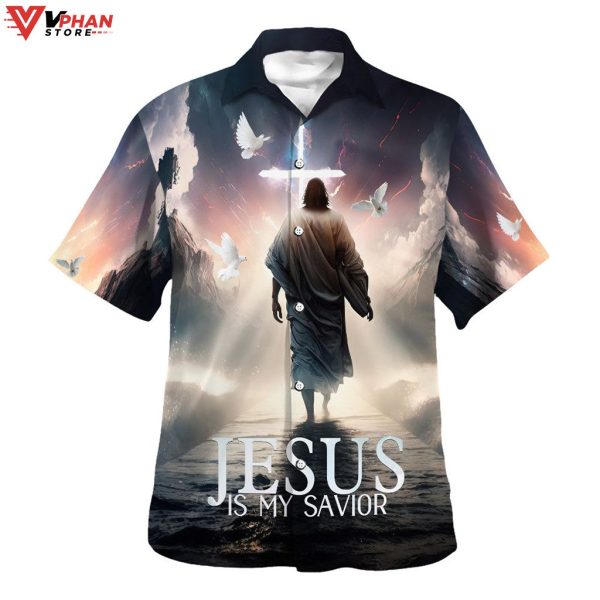 Jesus Walk Water Jesus Is My Savior Tropical Outfit Hawaiian Summer Shirt