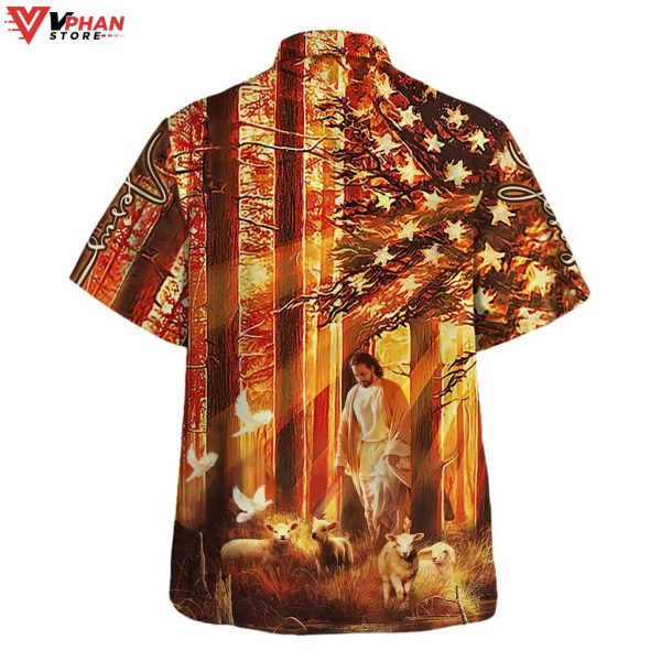 Jesus Walking In The Forest With The Sheep Hawaiian Summer Shirt