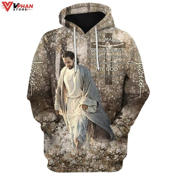 Jesus Walking Through The Fields Way Maker Miracle Worker Hoodies