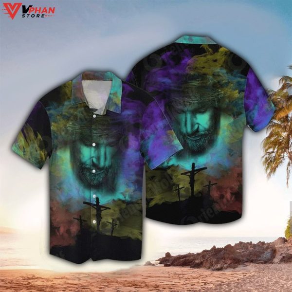 Jesus Water Color Tropical Outfit Christian Gift Ideas Hawaiian Summer Shirt