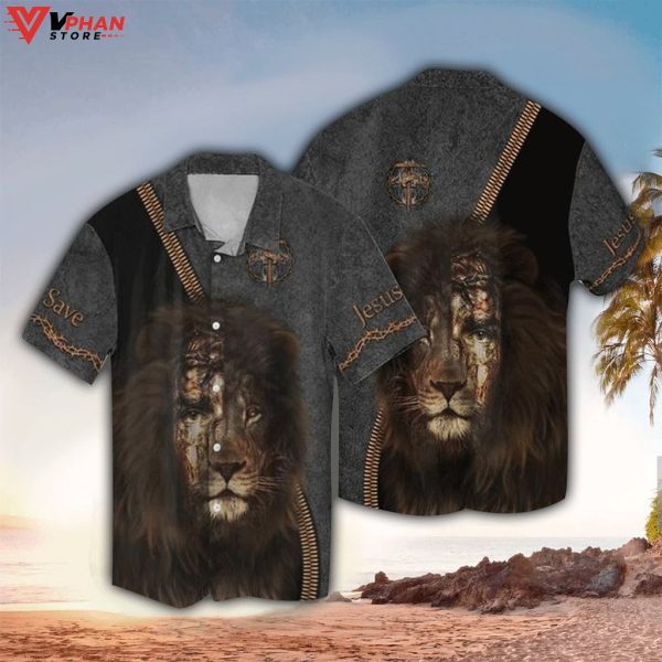 Jesus Way Maker Lion Tropical Outfit Christian Hawaiian Shirt