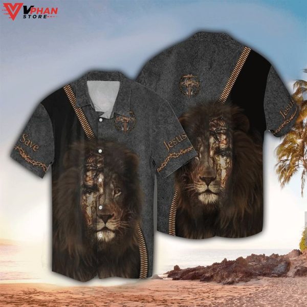 Jesus Way Maker Lion Tropical Outfit Christian Hawaiian Summer Shirt