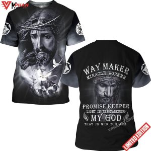 Jesus With Crown Of Thorns Way Maker Miracle Worker 3D T Shirt 1