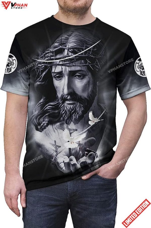 Jesus With Crown Of Thorns Way Maker Miracle Worker 3D T Shirt