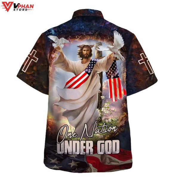 Jesus With His Arms Open Dove One Nation Under God Hawaiian Shirt