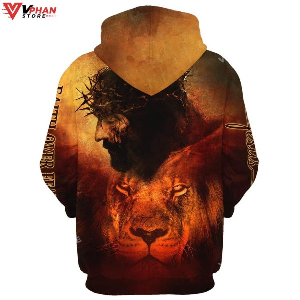 Jesus and Lion Faith Over Fear Hoodies