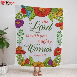 Judges 612 The Lord Is With You Mighty Religious Gift Ideas Christian Blanket 1
