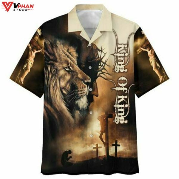 King Of King Jesus Lion Tropical Outfit Christian Gift Hawaiian Summer Shirt