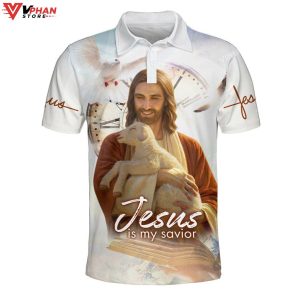 Lamb And Jesus Jesus Is My Savior Religious Christian Polo Shirt Shorts 1