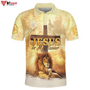 Lamb And Lion Jesus Is My Savior Religious Christian Polo Shirt Shorts 1