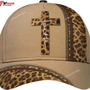 Leopard Faith Jesus Cross Baseball Christian Hat 1