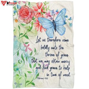 Let Us Therefore Come Boldly Religious Gift Ideas Bible Verse Blanket 1