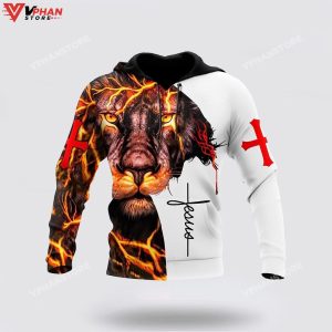 Lightning Lion And Jesus Cross Religious Easter Gifts Hoodie 1