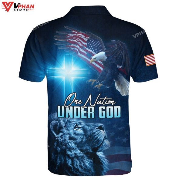 Lion And Eagle One Nation Under God Christian Polo Shirt & Shorts