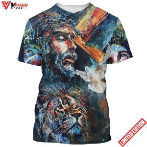 Lion And Jesus 3d All Over Print Shirt 1