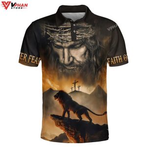 Lion And Jesus Christ Religious Easter Gifts Christian Polo Shirt Shorts 1