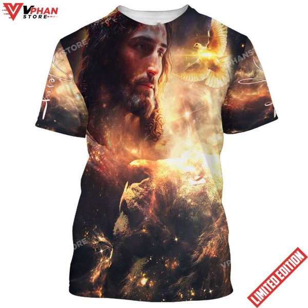 Lion And Jesus Picture 3d All Over Print Shirt