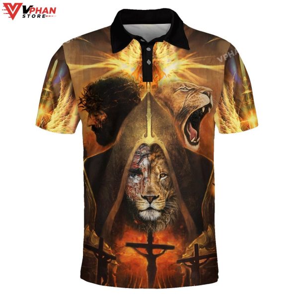 Lion And Jesus Potrait Religious Easter Gifts Christian Polo Shirt & Shorts
