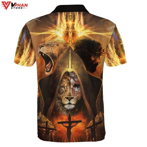 Lion And Jesus Potrait Religious Easter Gifts Christian Polo Shirt & Shorts