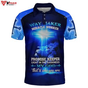 Lion And Jesus Way Maker Miracle Worker Christian Polo Shirt Shorts 1