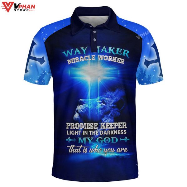 Lion And Jesus Way Maker Miracle Worker Christian Polo Shirt & Shorts