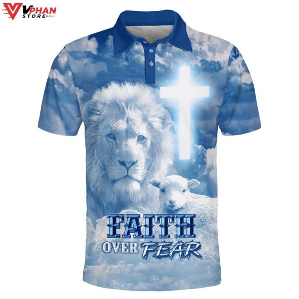 Lion And Lamb Faith Over Fear Easter Gifts Christian Polo Shirt & Shorts