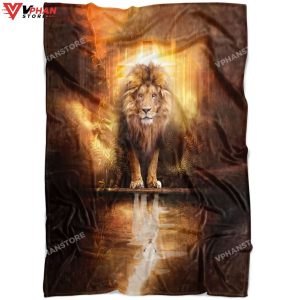 Lion And Lamb Jesus Lion Religious Gift Ideas Bible Verse Blanket 1
