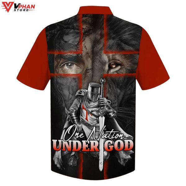 Lion And Warrior One Nation Under God Tropical Outfit Hawaiian Shirt