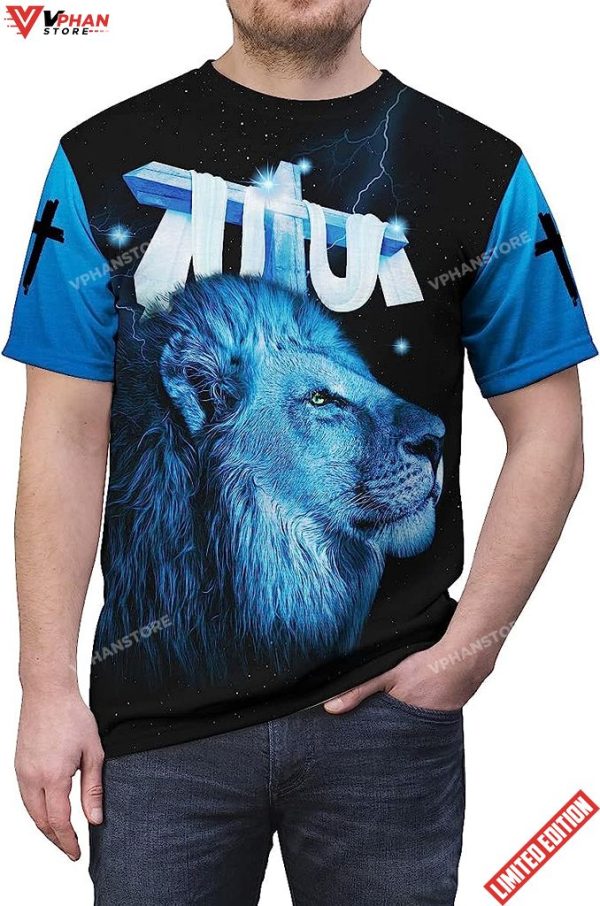 Lion Cross Jesus Is My God My King All Over Printed 3D T Shirt