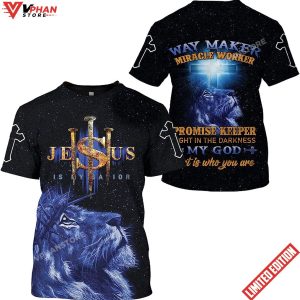 Lion Cross Jesus Is My Savior All Over Printed 3D T Shirt 1