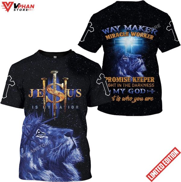 Lion Cross Jesus Is My Savior All Over Printed 3D T Shirt