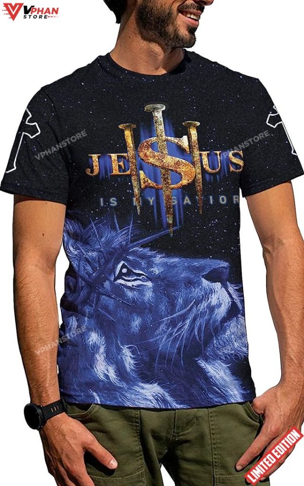 Lion Cross Jesus Is My Savior All Over Printed 3D T Shirt