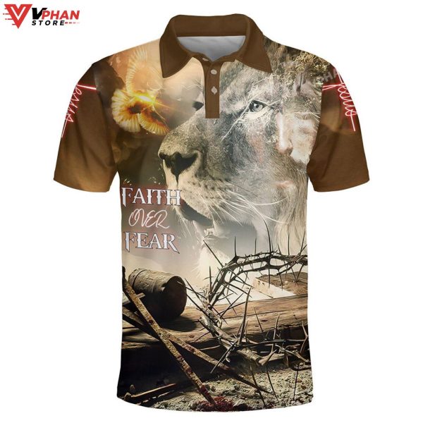 Lion Faith Over Fear Christian Polo Shirt & Shorts