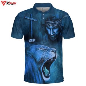 Lion Jesus And Lamb Religious Easter Gifts Christian Polo Shirt Shorts 1