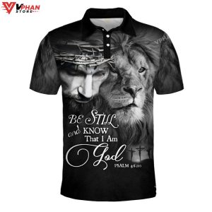 Lion Jesus Be Still And Know That I Am God Christian Polo Shirt Shorts 1