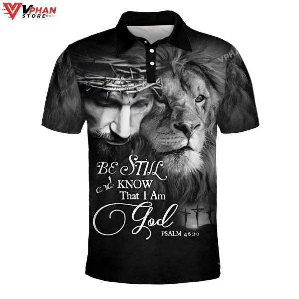 Lion Jesus Be Still And Know That I Am God Christian Polo Shirt & Shorts