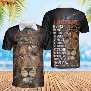 Lion Jesus Is My Everything Religious Gifts Christian Polo Shirt Shorts 1