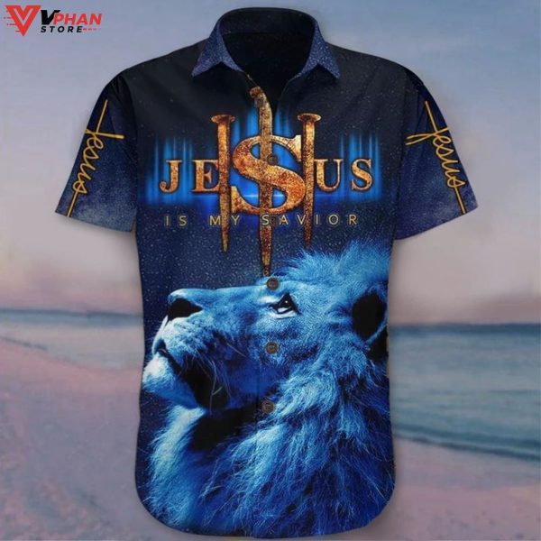 Lion Jesus Is My Savior Unique Cool Tropical Outfit Hawaiian Shirt