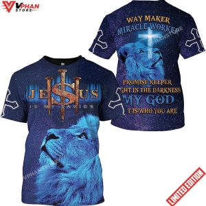 Lion Jesus Is My Savior Way Maker All Over Printed 3D T Shirt 1