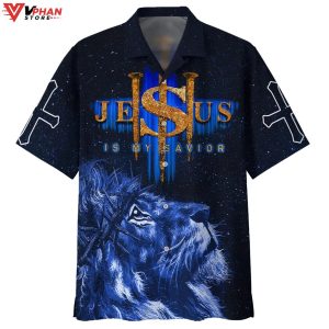 Lion Jesus One Nation Under God Tropical Outfit Hawaiian Summer Shirt 1