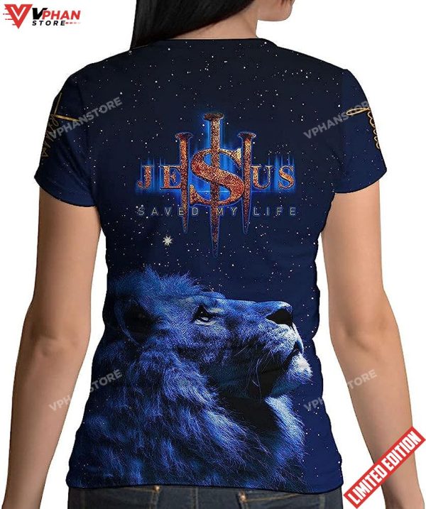 Lion Jesus Saved My Life All Over Printed 3D T Shirt