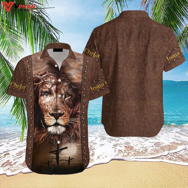 Lion Jesus Tropical Outfit Christian Gift Ideas Hawaiian Summer Shirt