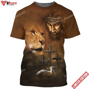 Lion Lamb Jesus 3D All Over Printed Shirt for Men and Women 1