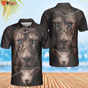 Lion Lamb Of God Jesus Religious Easter Gifts Christian Polo Shirt Shorts 1