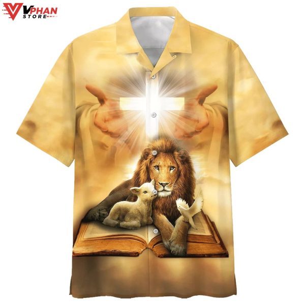 Lion Of Judah Lamb Of God Jesus Christ Tropical Hawaiian Summer Shirt