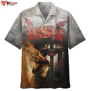 Lion Of Judah Lord God Christians Faith Bible Cross Hawaiian Shirt 1