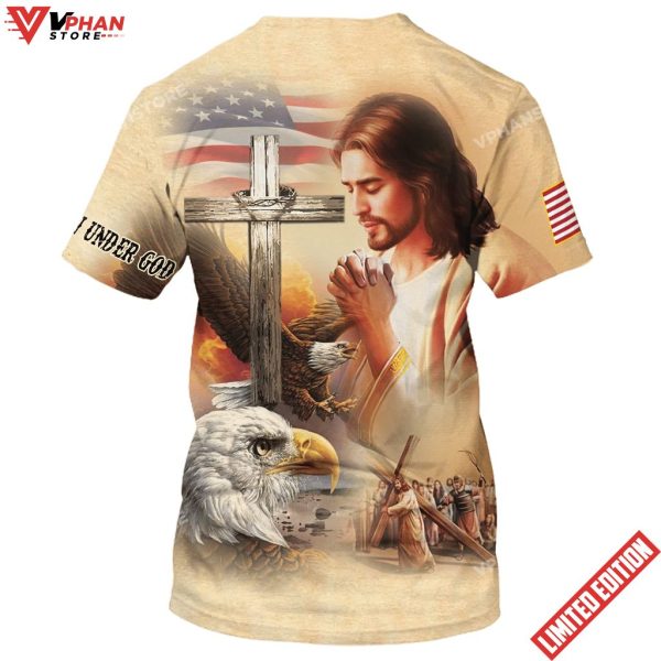 Lion Pray With Jesus On The Cross 3d All Over Print Shirt